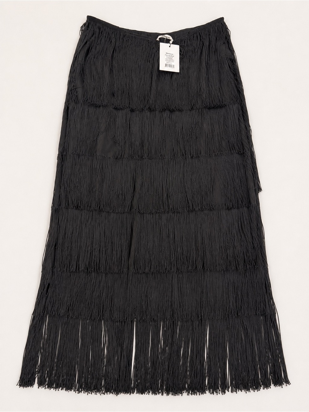 Showpo Amalee Black Fringe Tassel Midi Skirt NWT Size 12